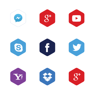 Social Media Round Corner Hexagon Filled icons pack