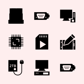 Computer Hardware Glyphs vol 1 icons pack