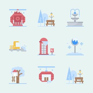 Winter Town Flaticon icons pack