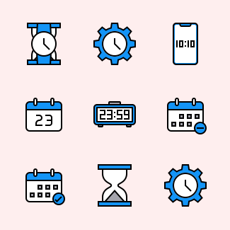 Date and time - Fill outline icons pack
