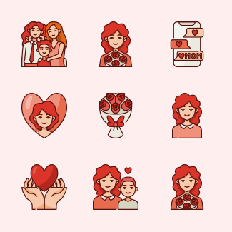 Mother's Day - BZZRICON Filled Lines icons pack