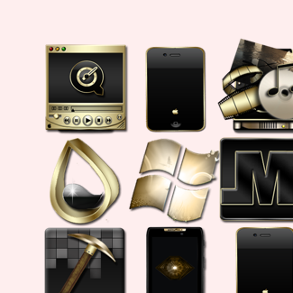 Black and gold icons pack