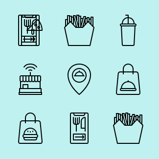 Food delivery icons pack