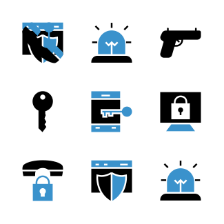Security Double Colour Blue & Black vol 2 icons pack