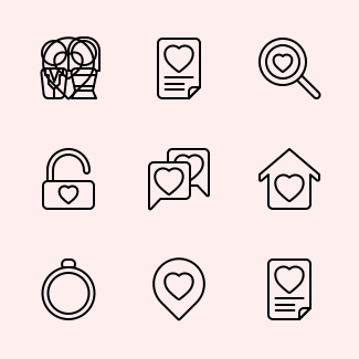 Valentine and Romance 1 (Outline) icons pack
