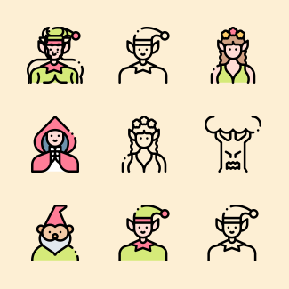 Fantastic characters icons pack