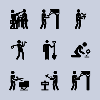 Gardening pictograms icons pack