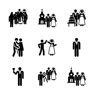 Wedding pictograms icons pack