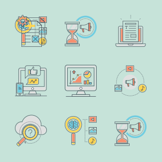 Flat marketing set icons pack
