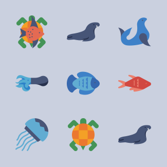 Sea life icons pack
