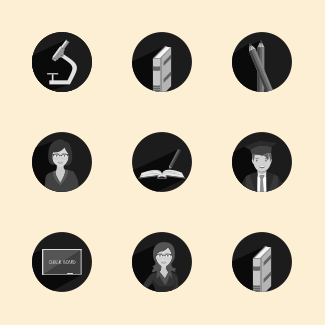 School Glyph Grey Scale icons pack