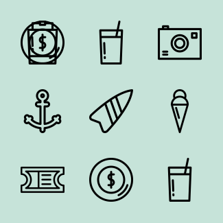 Summer holidays icons pack