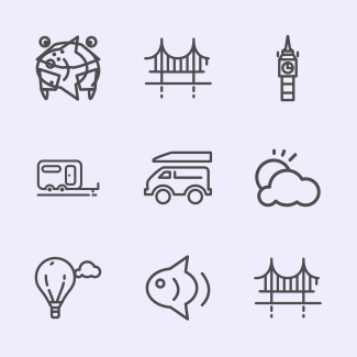 Travelling icon set, Ist part icons pack