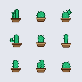Cactus tree flat icons pack
