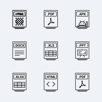 Black File Type icons pack