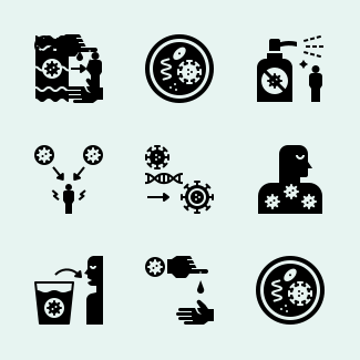 Spread Of Disease Glyph icons pack