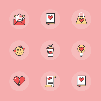 Flat Line Valentine icons pack