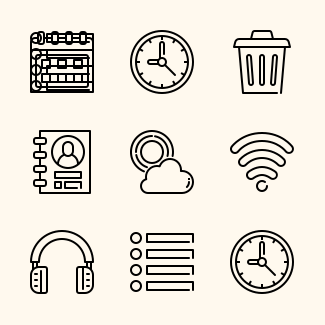 Mobile User Interface Outline icons pack