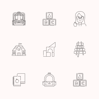 Kindergarten Outline - Garden of Children icons pack