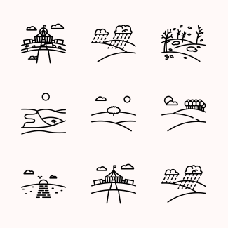 Lineal Landscapes icons pack