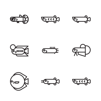 Fish outline icons pack