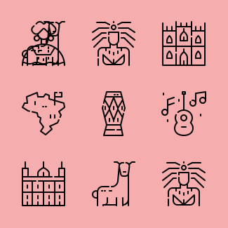 Brazil outline icons pack