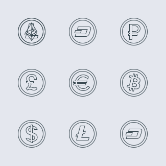 Currency and Cryptocurrency signs icons pack