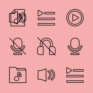 Music (Outline) icons pack