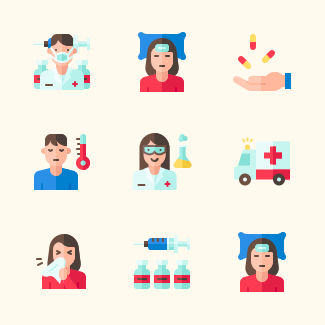 Covid-19 (flat) icons pack
