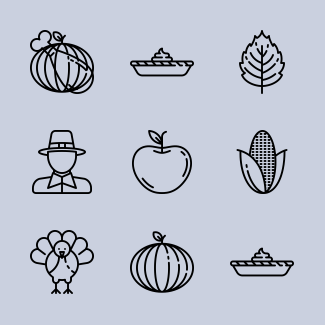 Thanksgiving Line Craft icons pack