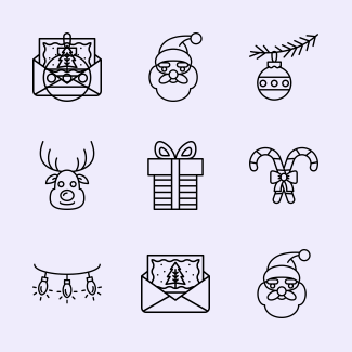 Christmas Line Craft icons pack