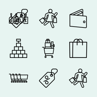 Black Friday Line Craft icons pack