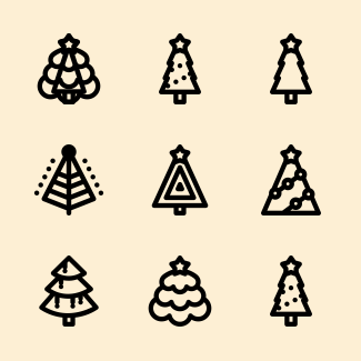 Cool Christmas Trees Line icons pack
