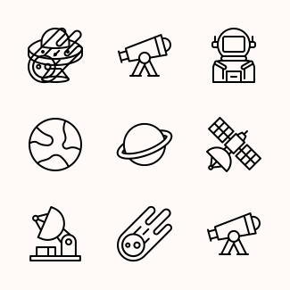 Space (Outline) icons pack