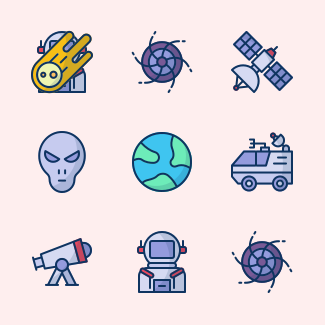 Space (Filled Outline) icons pack
