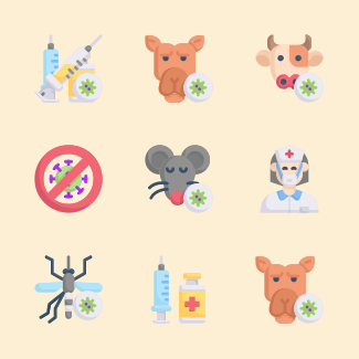Virus Transmission Flat icons pack