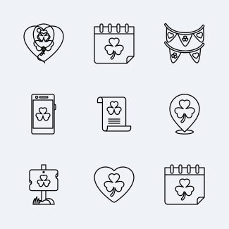 St Patrick's Day - Outline icons pack