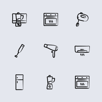 Hand Drawn House Appliances icons pack