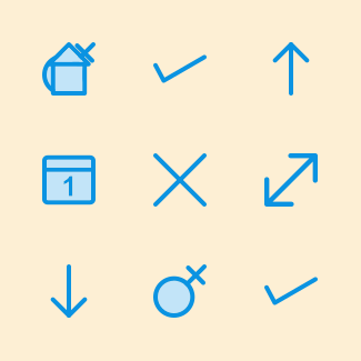 Universal Blue Line Filled icons pack