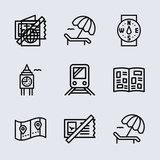 Summer holidays collection icons pack