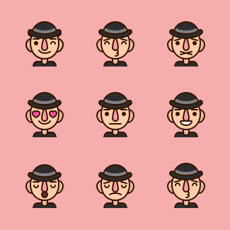 Man with hat emojis icons pack