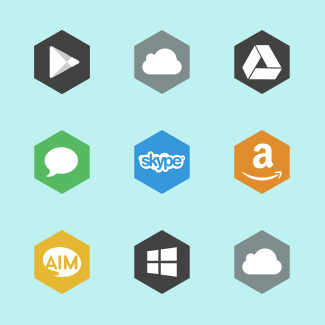 Miu hexagon flat social icons pack