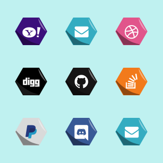 Hexagon Social Medias icons pack