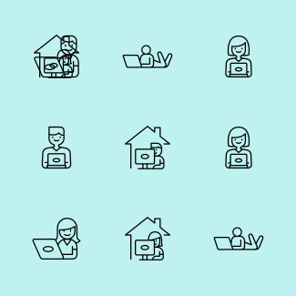 work from home, Stay home, New normal life style icons pack