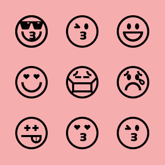 Emoticon back&white icons pack