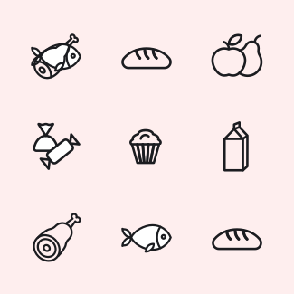 Food set icons pack