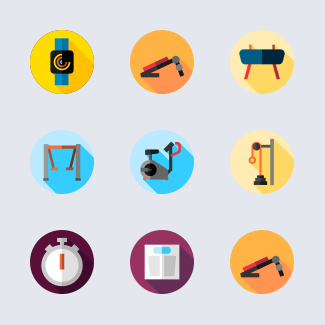 Gym equipment icons pack