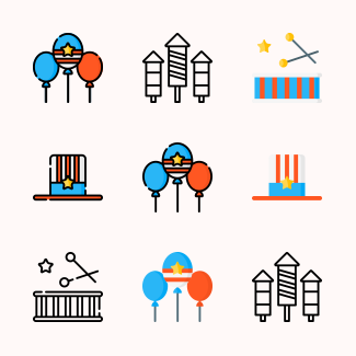 4th of July icons pack