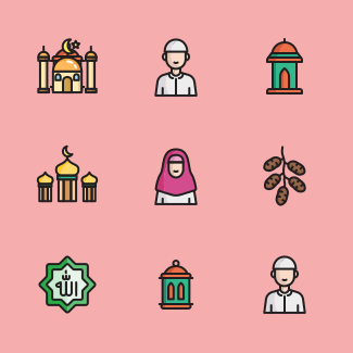 Ramadan Fasting Moslem Pray - Fill Outline icons pack