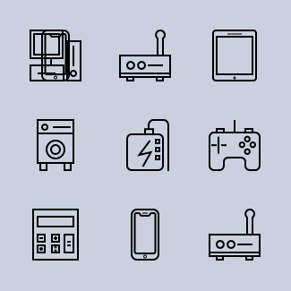 Modern Electronic - Outline icons pack